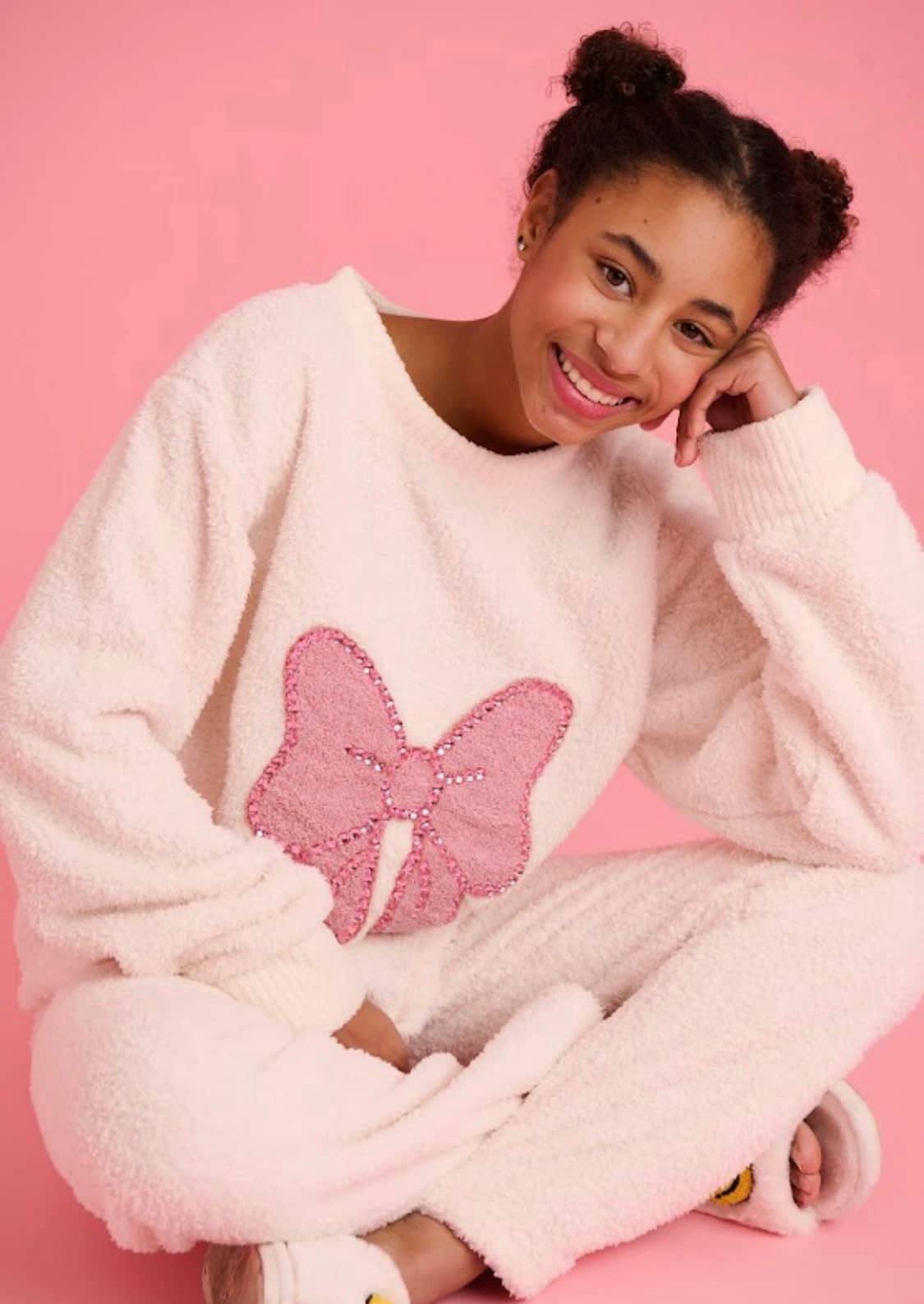 Women's Big Bow Crystal Fuzzy Set