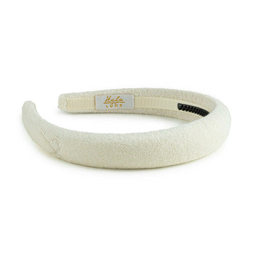 Halo Luxe Signature Terry Logo Headband - Ivory