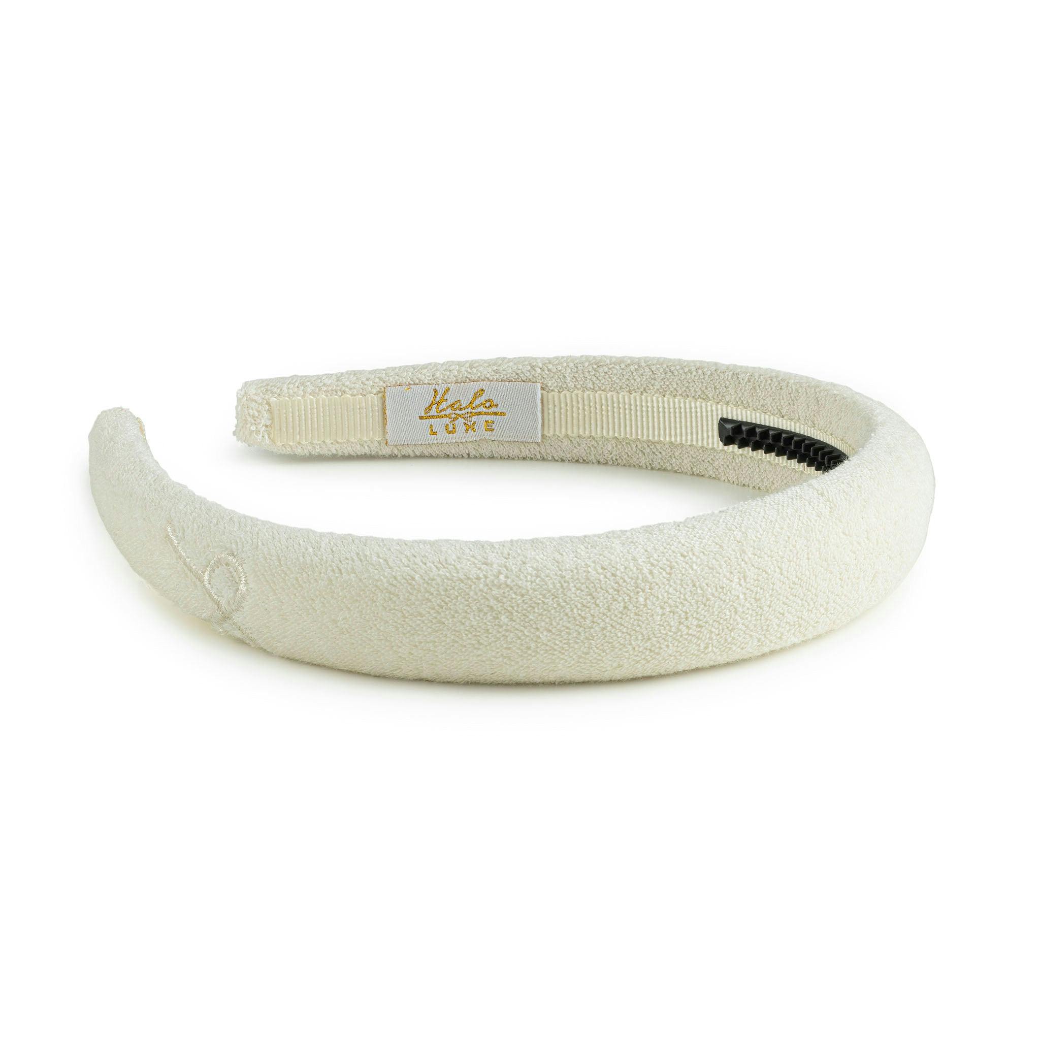 Halo Luxe Signature Terry Logo Headband - Ivory