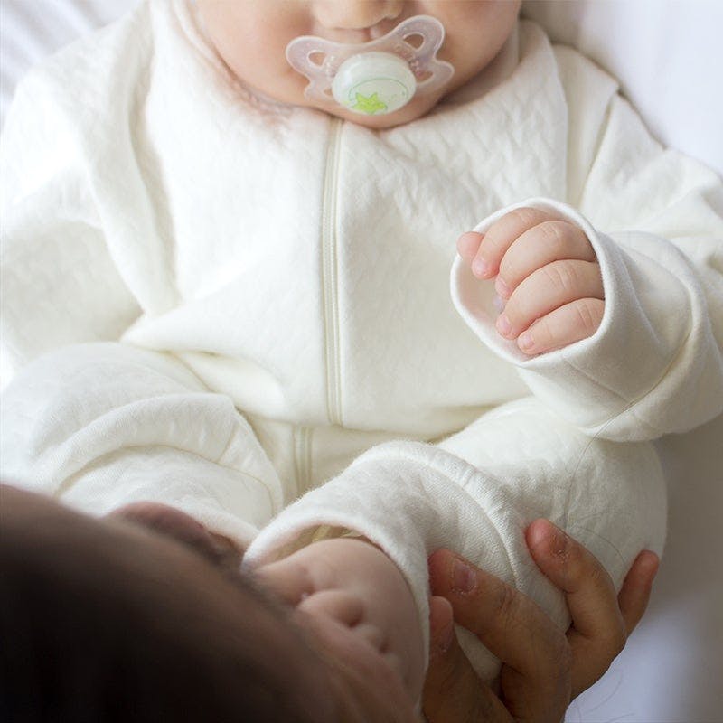 White Sleep and Play Zipper Footie in Jacquard Cotton