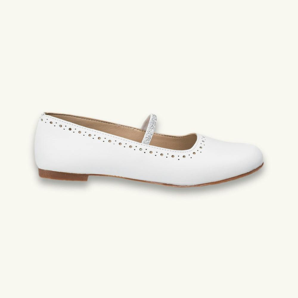 Sasha Ballet Flat | White Leather