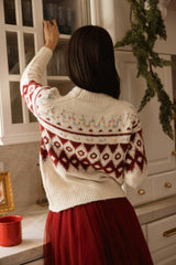 Acadia Sweater in Red & Cream