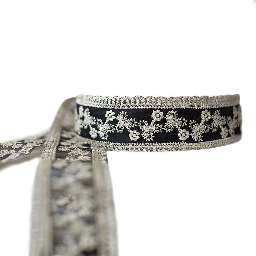 Anna Lace Tie-Back Headband Black
