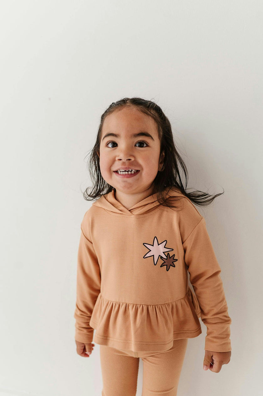 Girls Peplum Hoodie in Rose Elegance Bows