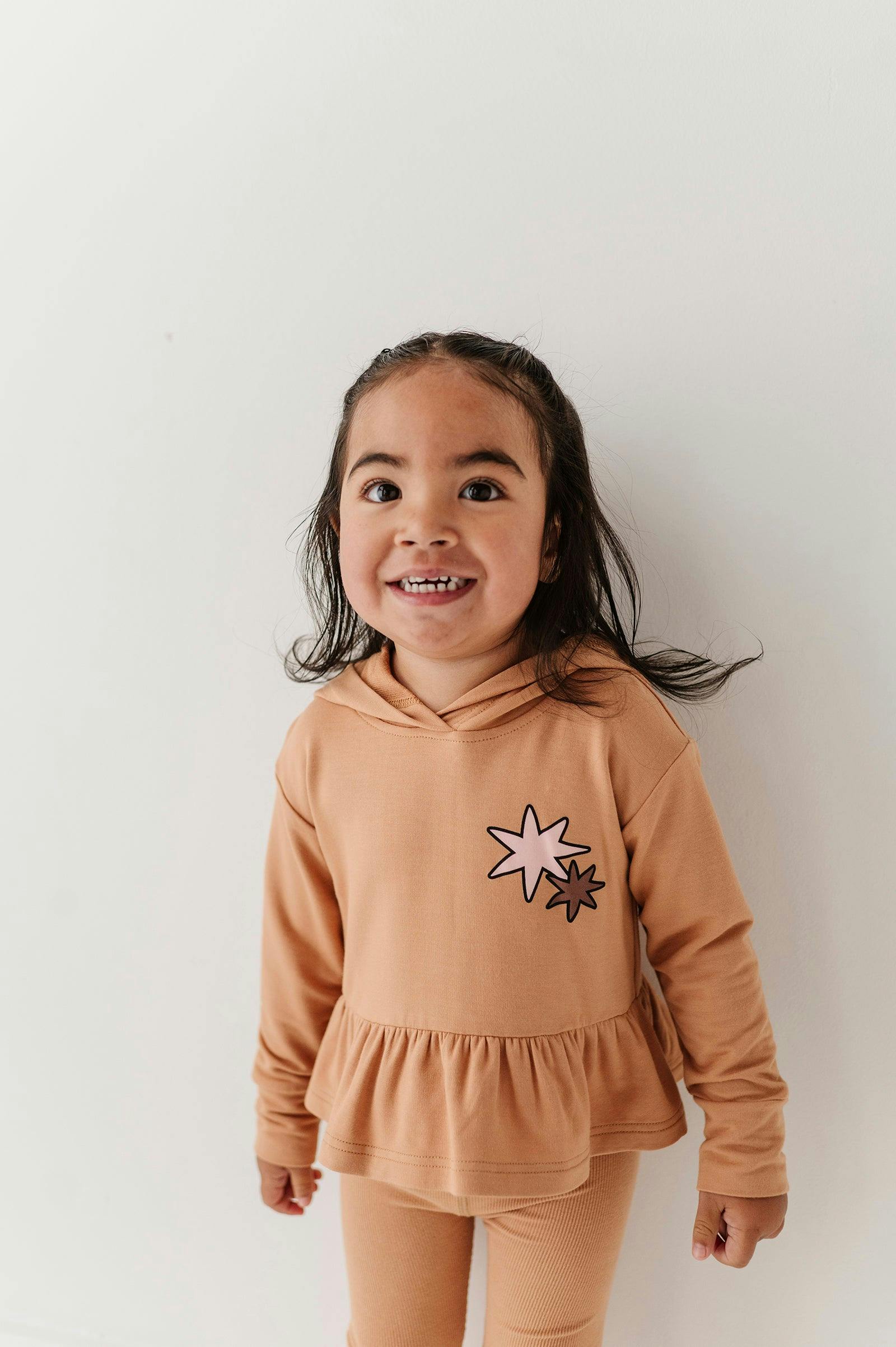 Girls Peplum Hoodie in Rose Elegance Bows