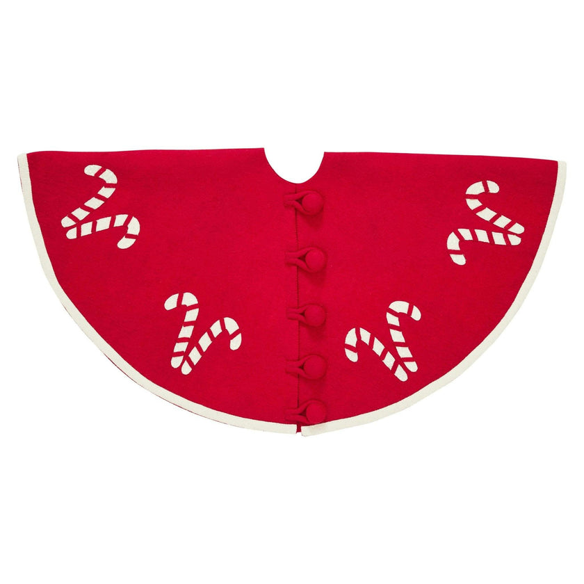 Handmade Candy Canes Red Felt Christmas Tree Skirt Felt 60"