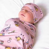 Easter Pink Bamboo Swaddle & Beanie Set