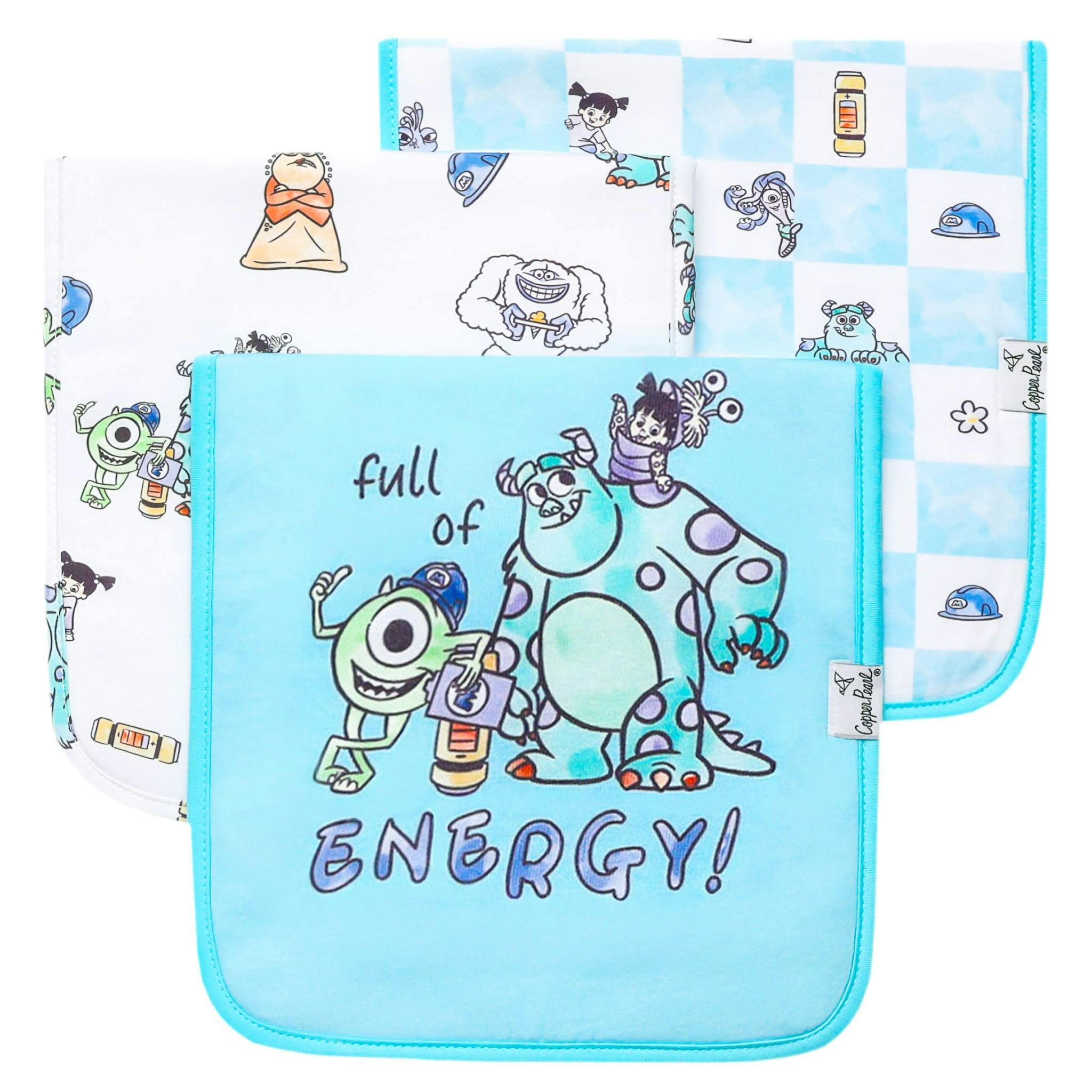 3 Pack Premium Burp Cloths - Monsters, Inc. Medley
