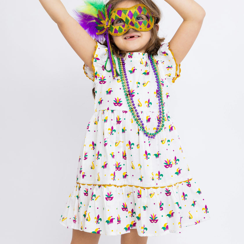Mardi Gras Medley Ruffle Dress