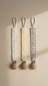 Lace Pacifier Holder (Cream, Yellow, Brown)