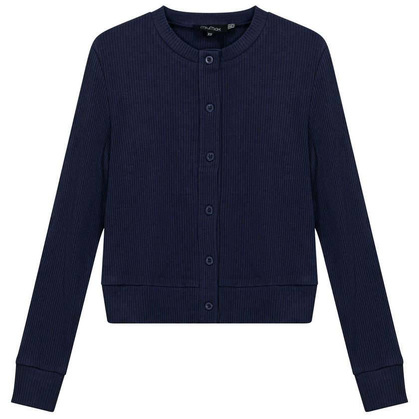 Cropped Ribbed Cardigan