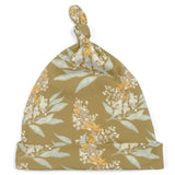 Gold Floral Organic Cotton Knotted Beanie Hat