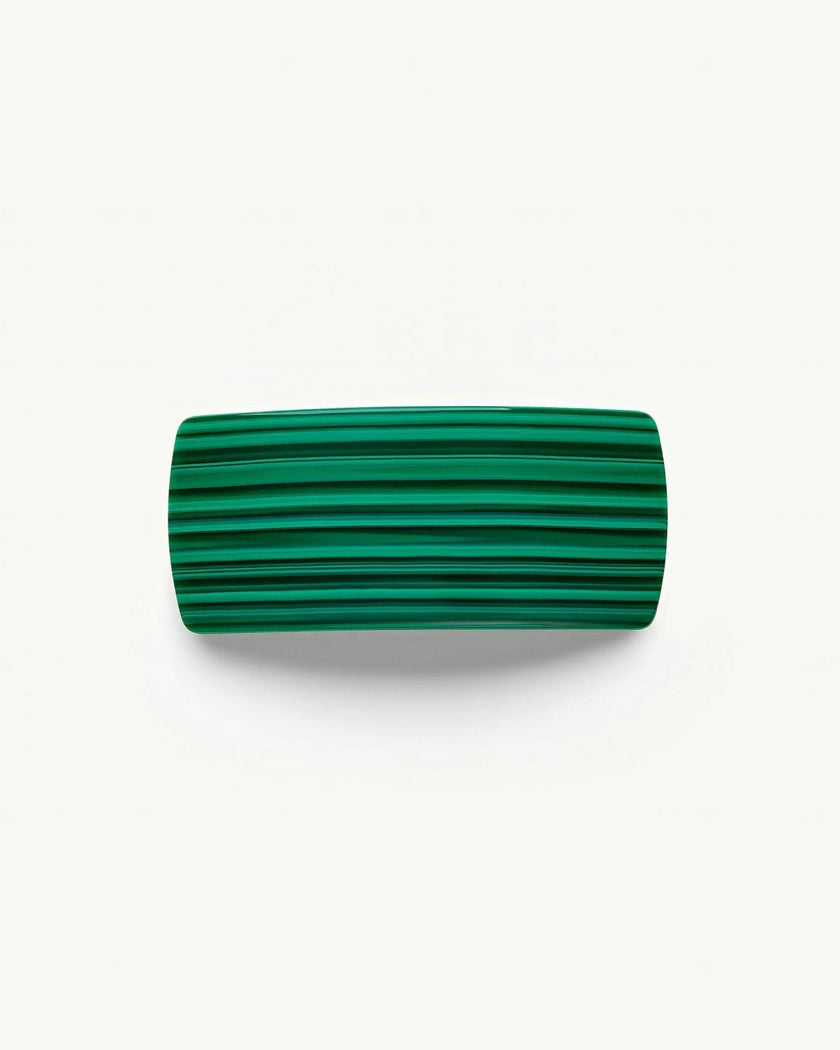 Jumbo Box Barrette in Malachite