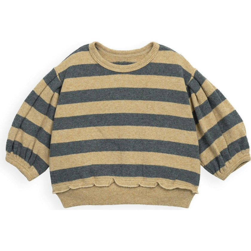Striped Ruffled Hem Sweatshirt