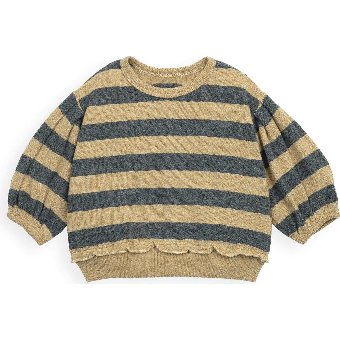 Striped Ruffled Hem Sweatshirt