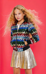 Foil Metallic Pleated Skirt
