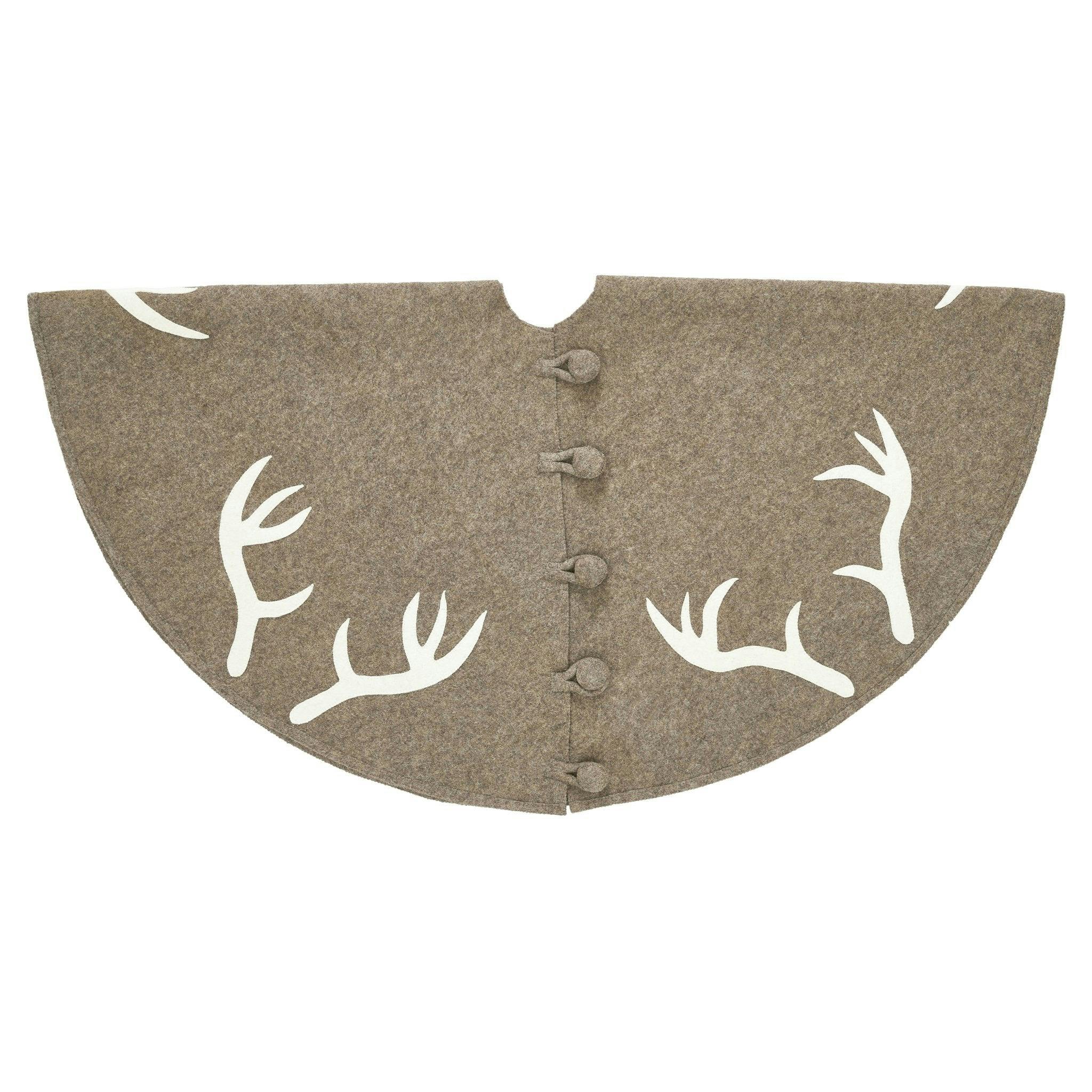 Handmade Felt Antlers Gray Christmas Tree Skirt 60