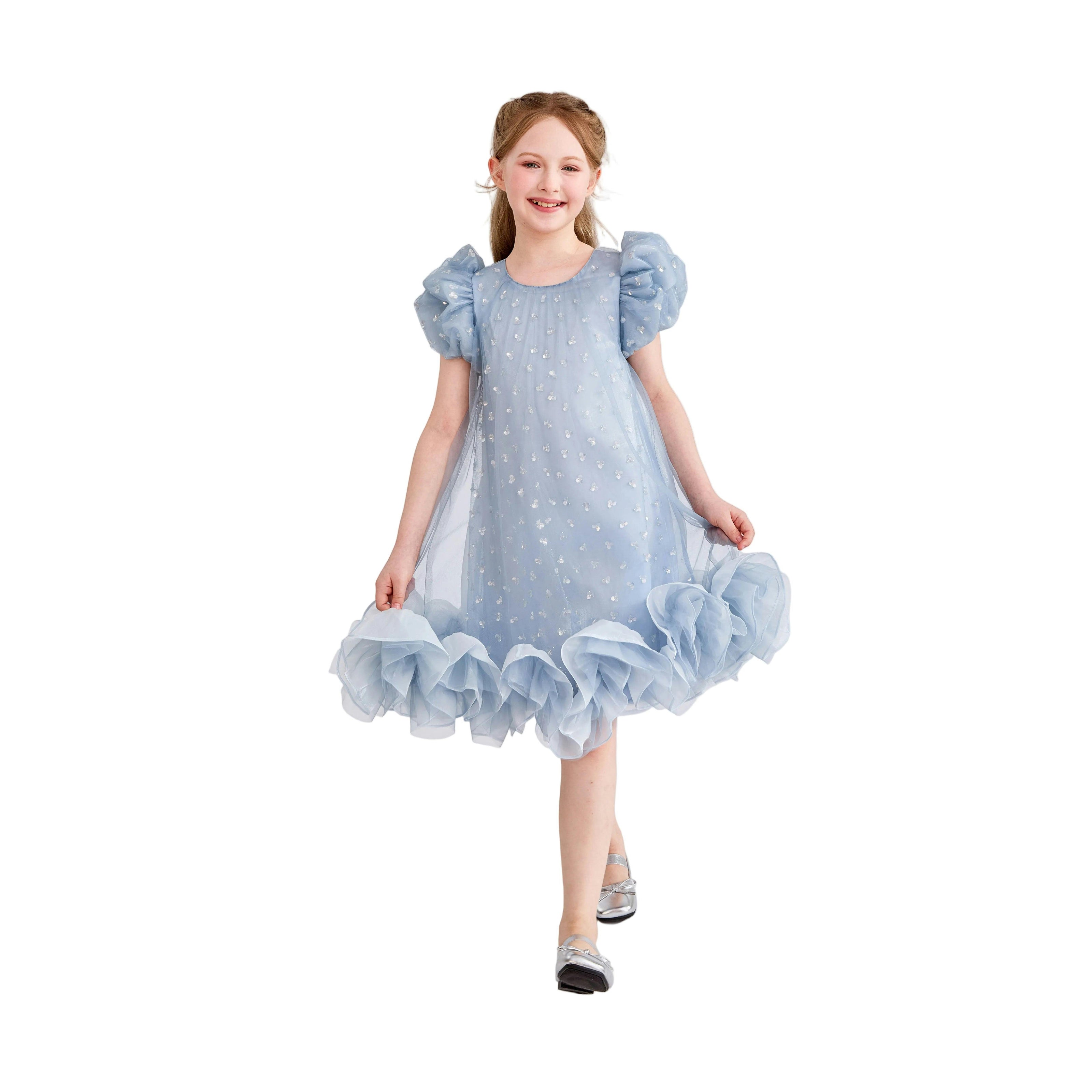 Light Blue Thalina Ruffle Dress