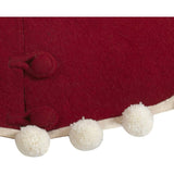 Handmade Christmas Tree Skirt Felt - Pom Poms Red 63" / 72"