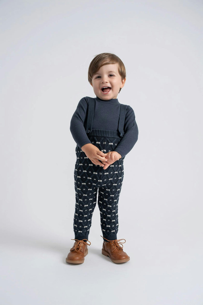 Knit Ribbed Striped Overalls