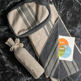 Reversible Stripe Blanket Travel Set