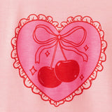 Short Sleeve Pink Pajama Set | Cherry Heart