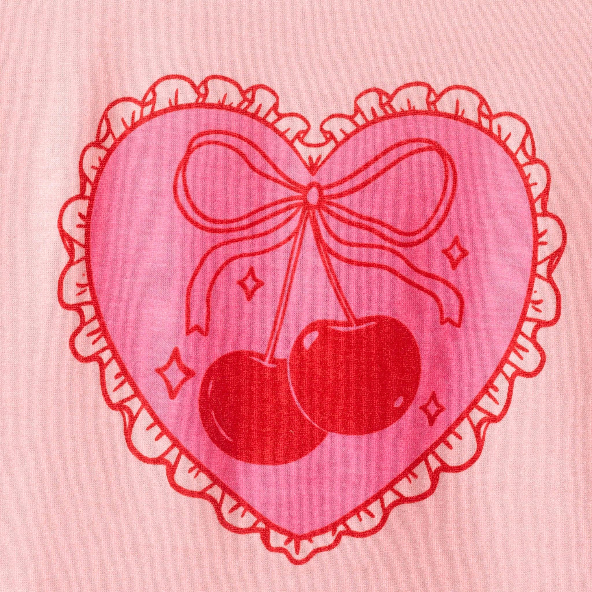 Short Sleeve Pink Pajama Set | Cherry Heart