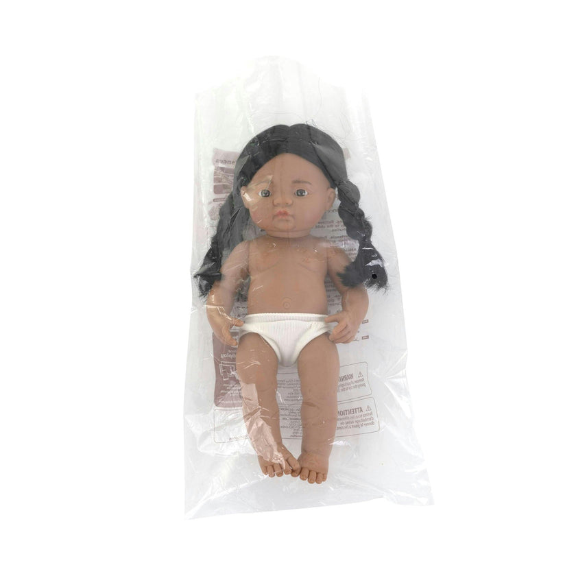 Native American Baby Girl Doll with Long Black Braids - 15''