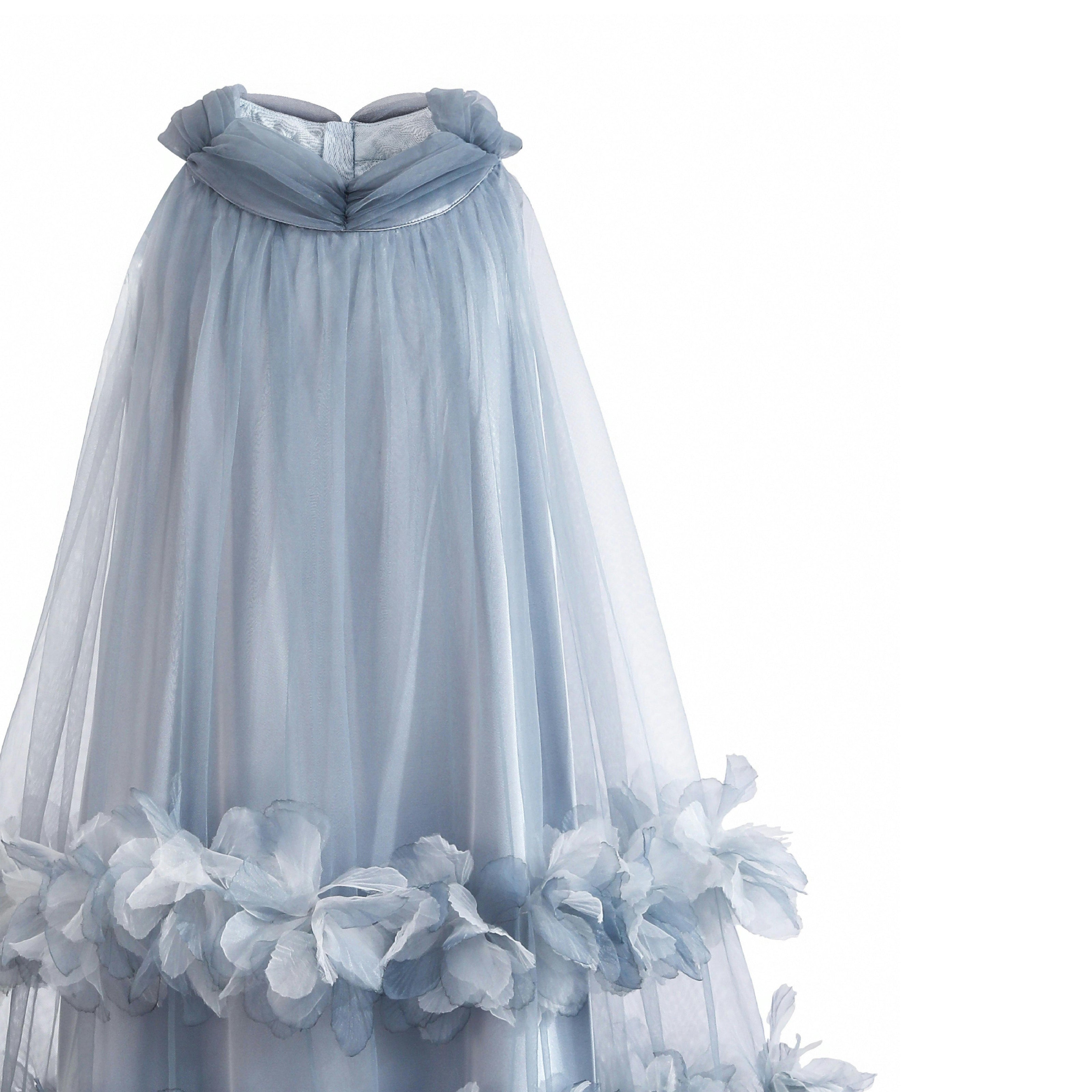 Light Blue Elaris Floral Gown