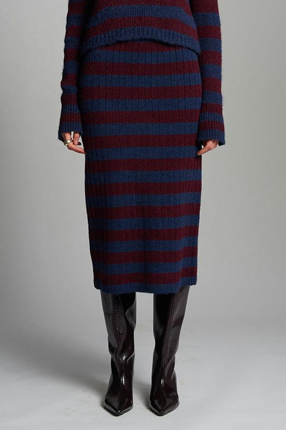 PIA STRIPE TUBE SKIRT | NAVY + MERLOT | ONE LEFT!