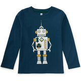 Metallic Robot Graphic Tee, Blue