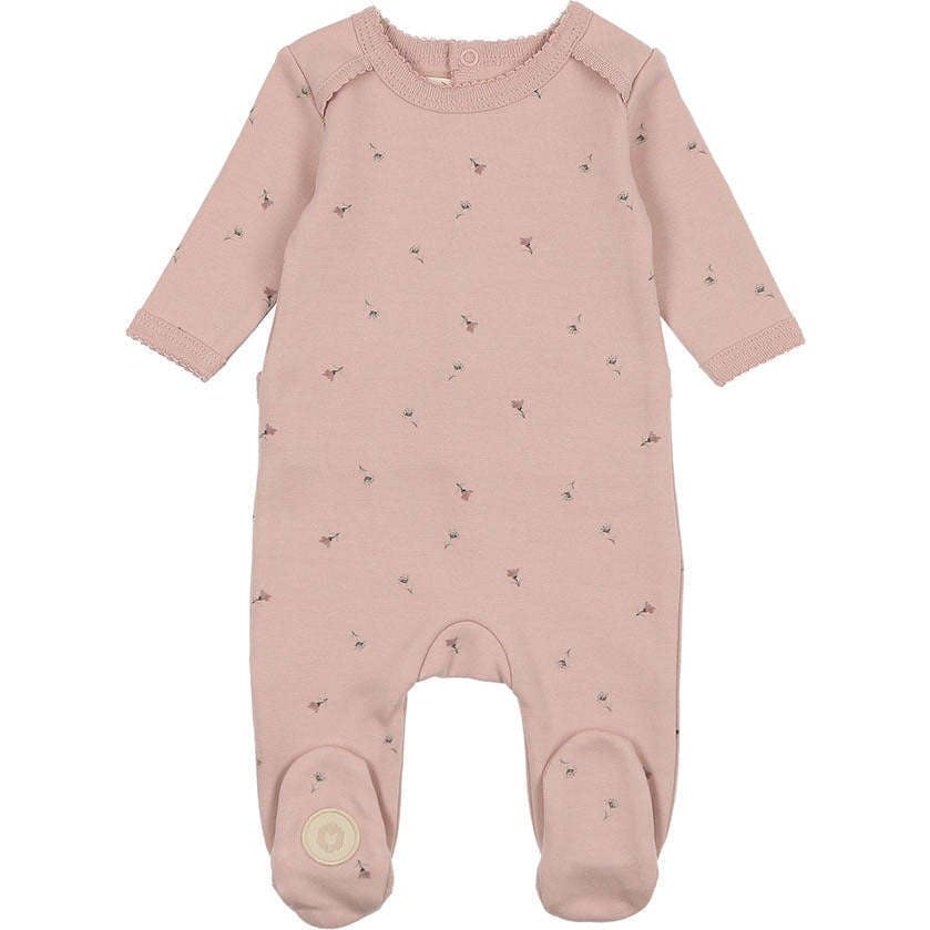 Plush Print Girls' Footie Ivory & Pink