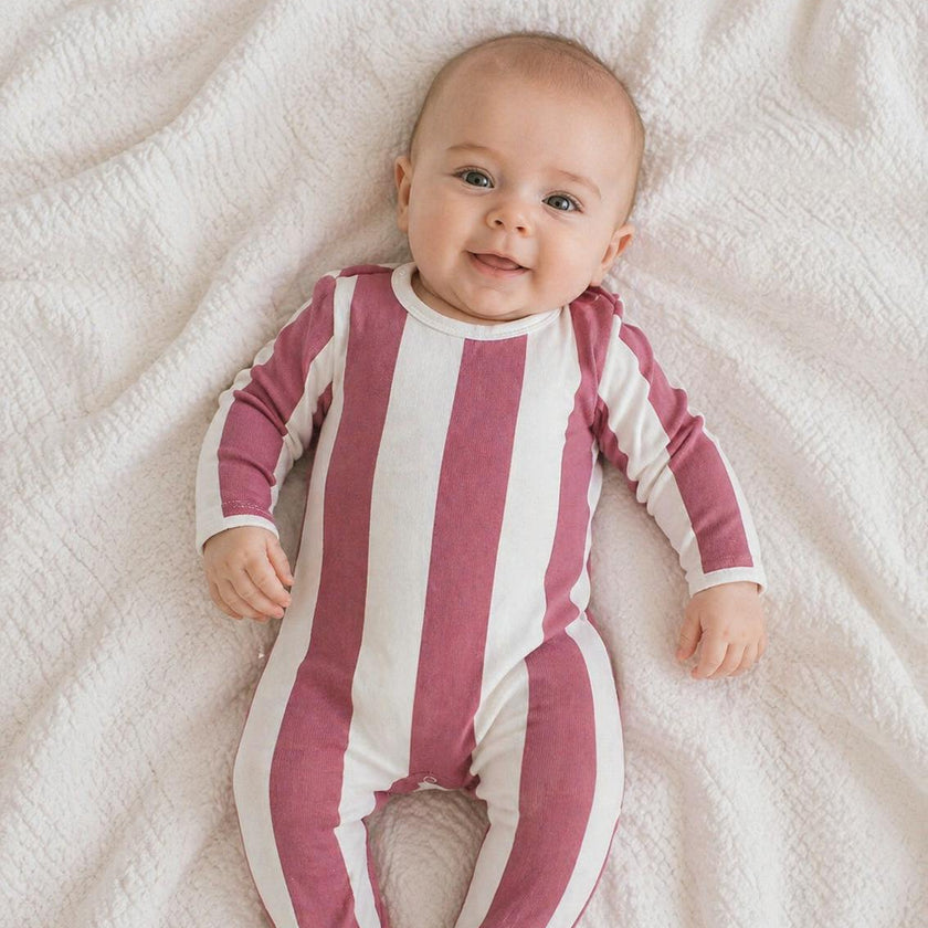 Striped Cotton Long Sleeve Footie
