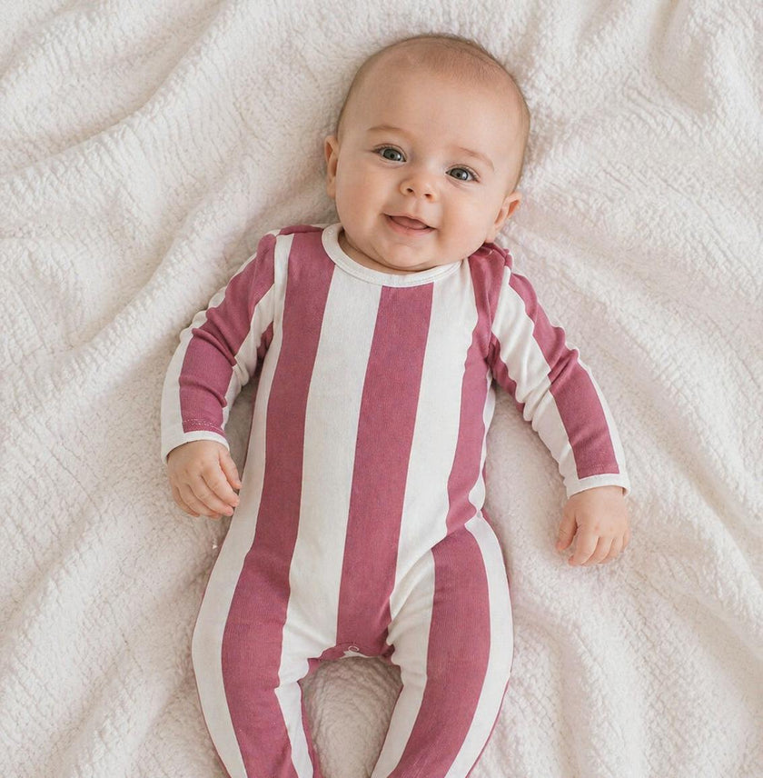 Striped Cotton Long Sleeve Footie