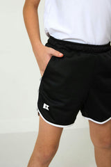 black retro mesh short
