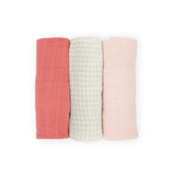 Cotton Muslin Swaddle Blanket 3 Pack - Light Pink