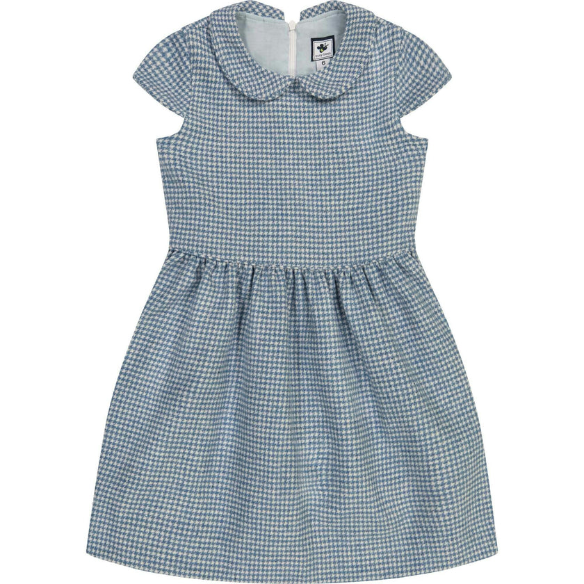 Anna Girls Houndstooth Check Cap Sleeve Dress, Stripes