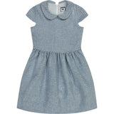 Anna Girls Houndstooth Check Cap Sleeve Dress, Stripes