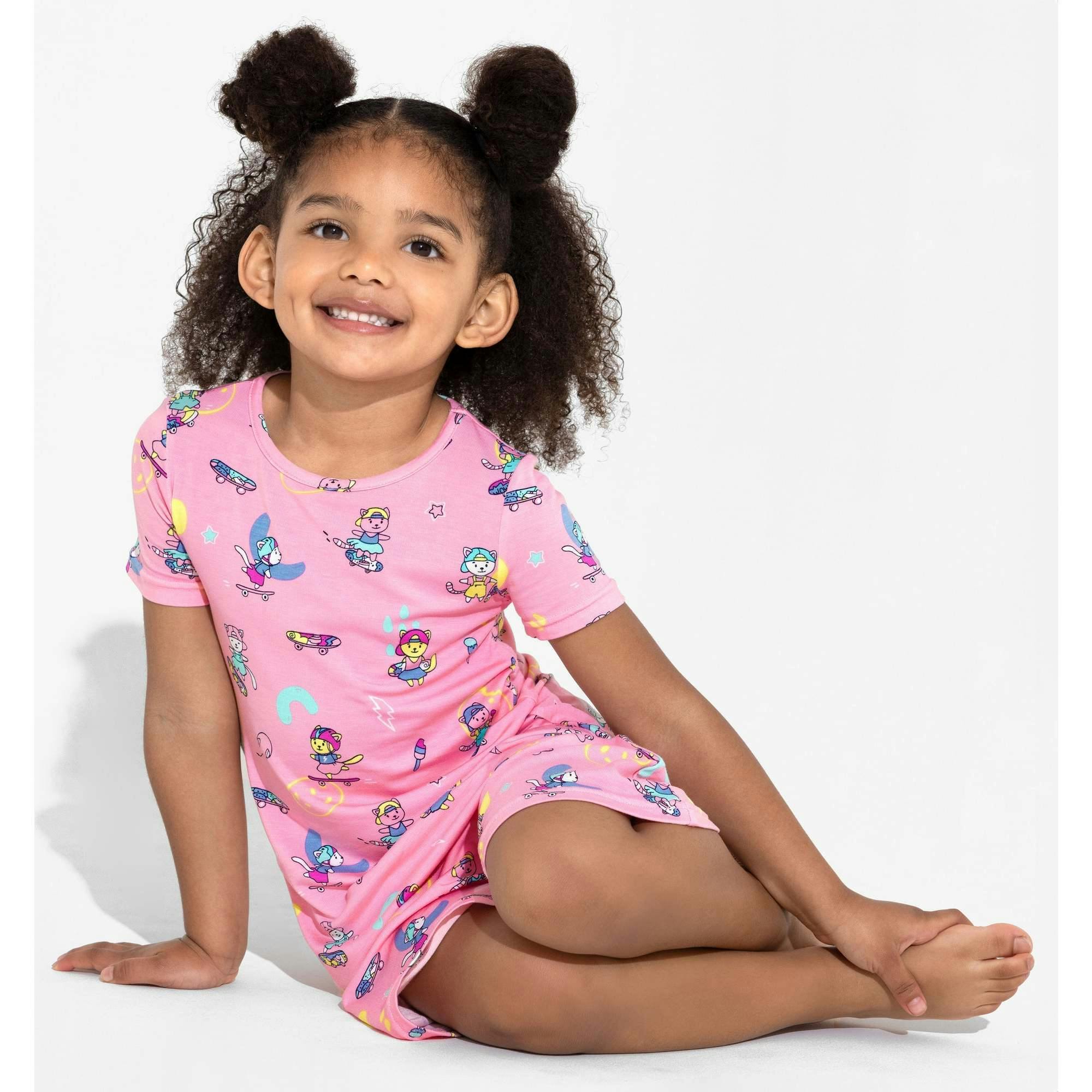 Skater Kitty Bamboo Girls' Long Sleeve Dress