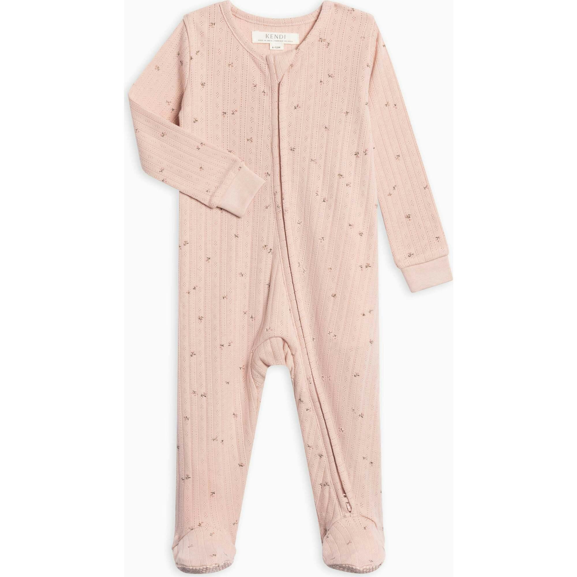 Maya Brushed Back Pointelle Footed Zipper Sleeper Haran Floral