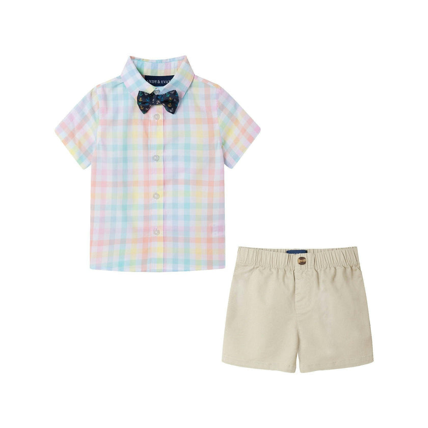 Infant 4 Piece Plaid Suspender Set