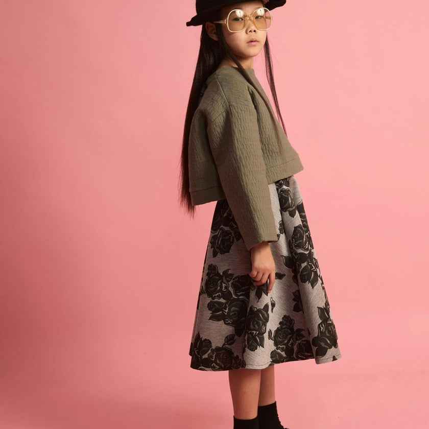 Black Flower Neoprene Skirt