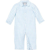 Baby's Twill Classic Romper in Light Blue Gingham
