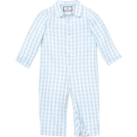 Baby's Twill Classic Romper in Light Blue Gingham