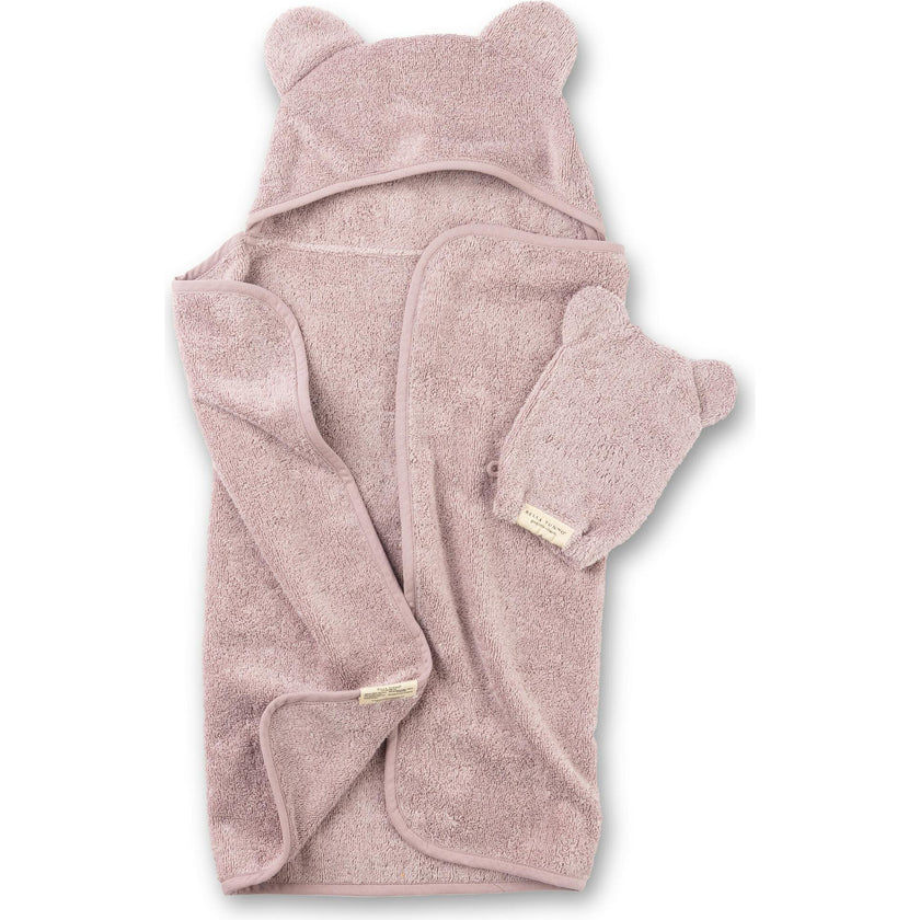 Hooded Towel + Wash Mitt Set Orchid