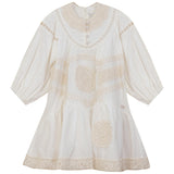 Woven Lace Three-Quarter Sleeve Cotton Dress