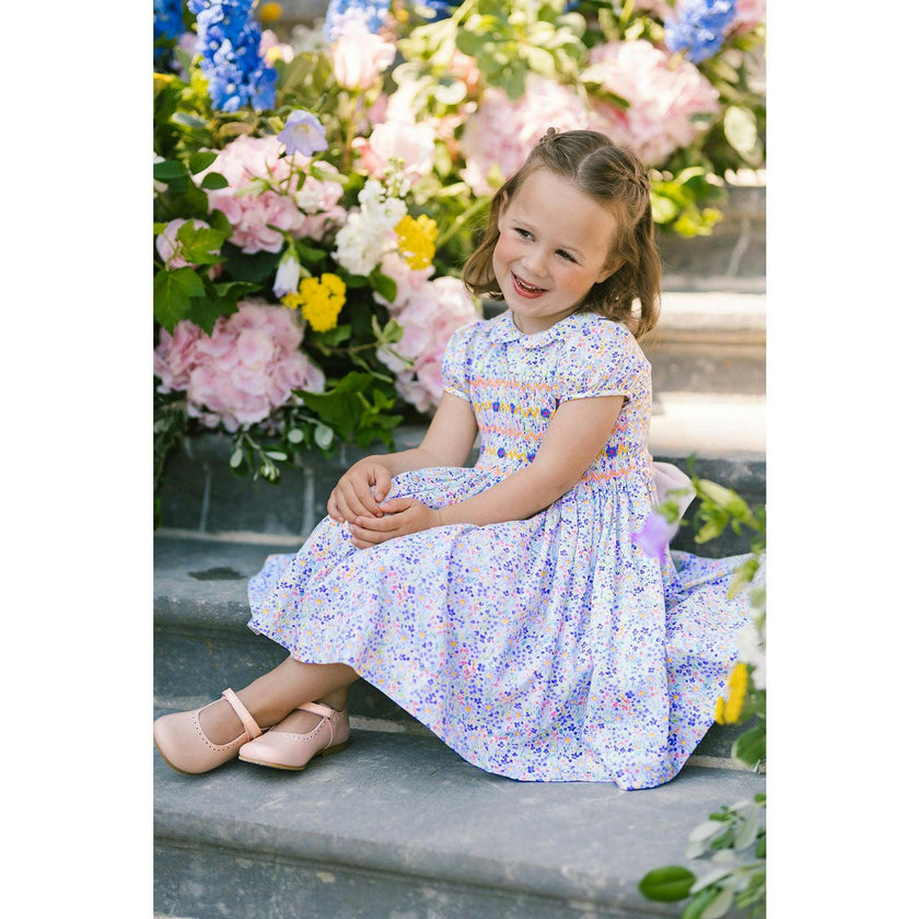 Ondine Blue Floral Smocked Dress
