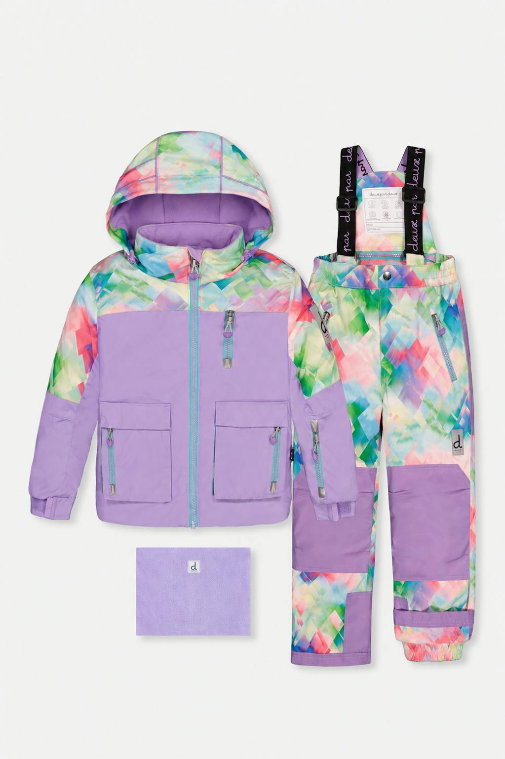 Two Piece Play Snowsuit Multicolored With A Diamond Pattern
