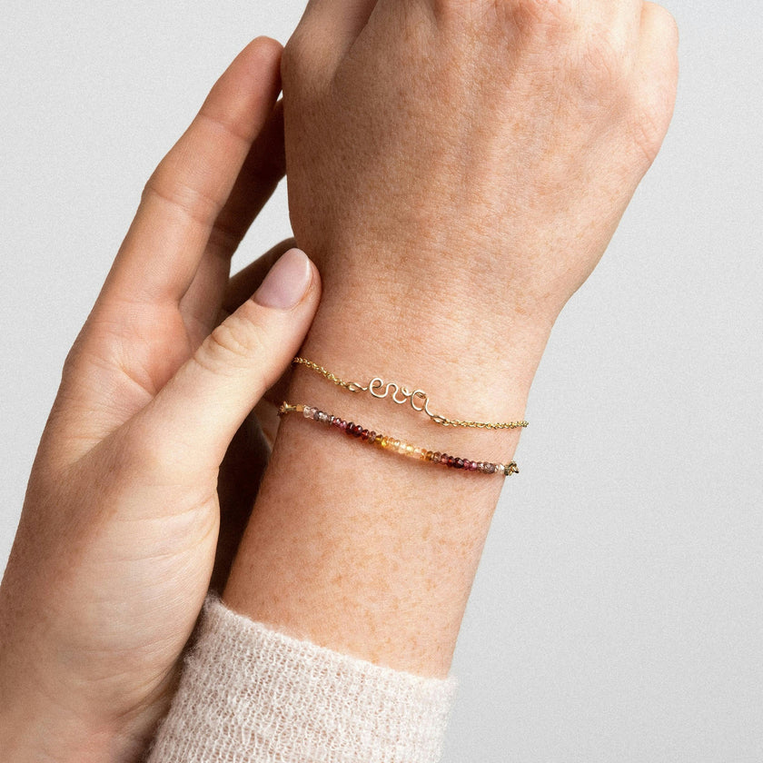 Women's Personalized Double Wrap Bracelet, Tawny Sapphire