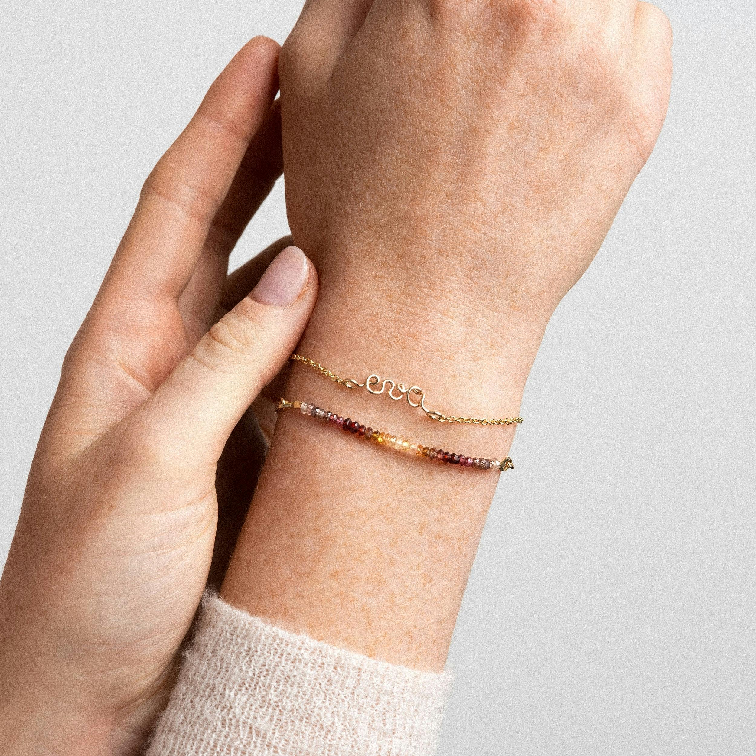 Women's Personalized Double Wrap Bracelet, Tawny Sapphire